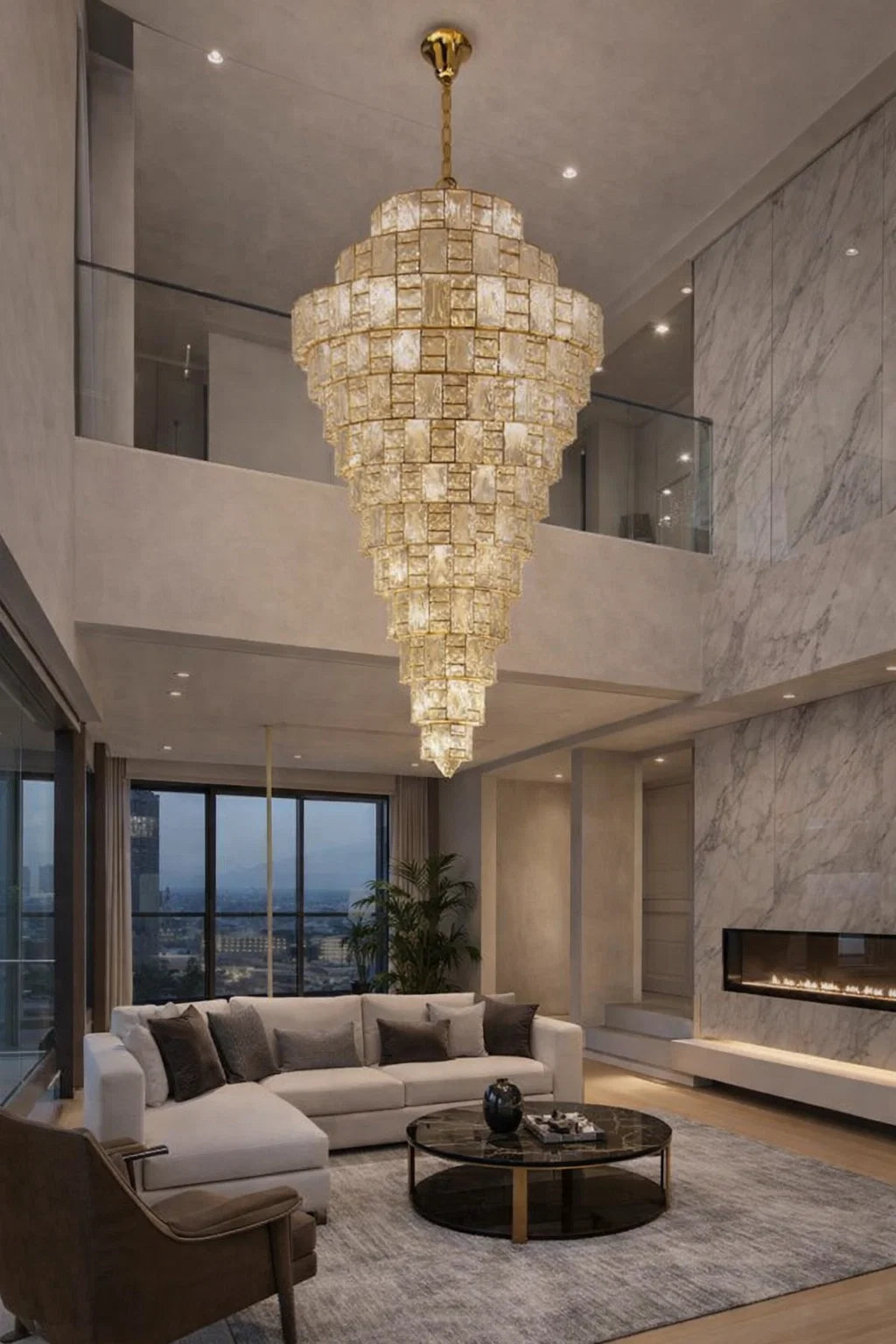 HDC 1200*1800mm Luxury Tiered Crystal Double Height Stair Case Chandelier