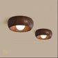 HDC Ceiling Wood Light, Metal Bowl Shaped Small Vintage Flush Mount Ceiling Light for Kitchen Bathroom Porch Entry Foyer