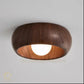 HDC Ceiling Wood Light, Metal Bowl Shaped Small Vintage Flush Mount Ceiling Light for Kitchen Bathroom Porch Entry Foyer