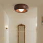 HDC Ceiling Wood Light, Metal Bowl Shaped Small Vintage Flush Mount Ceiling Light for Kitchen Bathroom Porch Entry Foyer