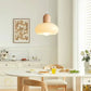 HDC Wood Dome Pendant Light Cream Glass Pendant Lighting for Dining Room Bedroom Bedside Living Room