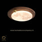HDC Modern Minimalist Iron Imitation Walnut Wood Grain Acrylic Round Shade LED Flush Mount Ceiling Light For Bedroom