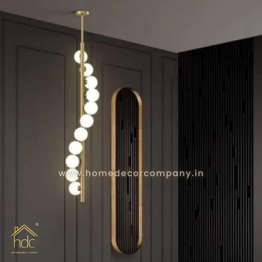HDC 11 Light LED Gold Frosted Ball Pendant Lamp Ceiling Light for Home and Office - Warm White