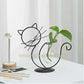 HDC Cat Glass Planter Vase Holder, Plant Terrarium Metal Stand for Hydroponics Plants Home Garden Decoration Ideas Modern
