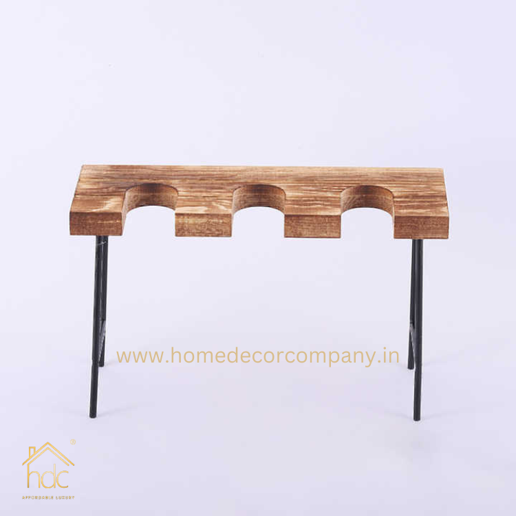 HDC Indoor Propagation Station Wooden Stand With 3 Bulb-Shaped Glass Vases Test Tube (Style 3)