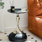 HDC Round Side Tables ,Small Metal Side Table, Modern Decorative Pedestal Table for Living Room Bedroom(Black & Gold)