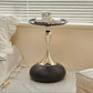 HDC Round Side Tables ,Small Metal Side Table, Modern Decorative Pedestal Table for Living Room Bedroom(Black & Gold)