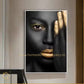 Hdc Sexy Gold Lip Black Woman Figure Canvas Painting Wall Art Posters for Living Room Home Wall Decor