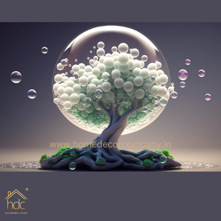 Hdc Creative Decorative Painting Of White Bubble Tree Modern Living Room Frames Picture Wall Art Large Hanging Painting
