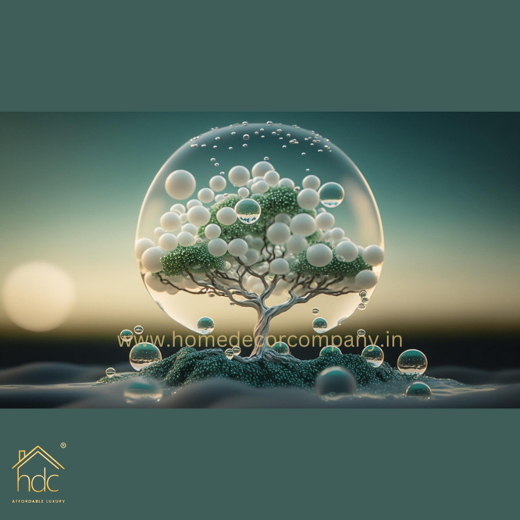 Hdc Creative Decorative Painting Of Round Of White Bubble With Tree Modern Living Room Frames Picture Wall Art Large Hanging Painting