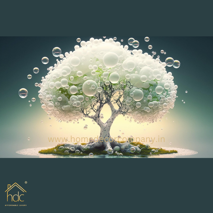 Hdc Creative Decorative Painting Of Round Of White Bubble With White Tree Modern Living Room Frames Picture Wall Art Large Hanging Painting