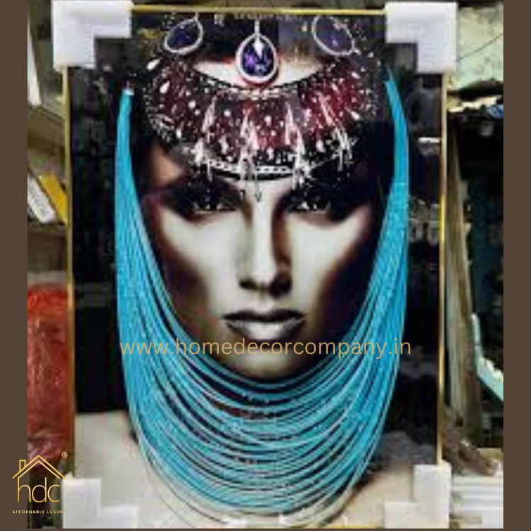 Hdc Realism Metallic Woman Portrait Print Canvas Printing Painting Created Wall Paintings Art Poster for Living Room Decor