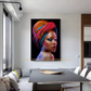 Hdc African Art Woman Wearing a Vibrant and Colorful head Wrap Fashion  Canvas Print Light Luxury Painting Wall Home Decoration