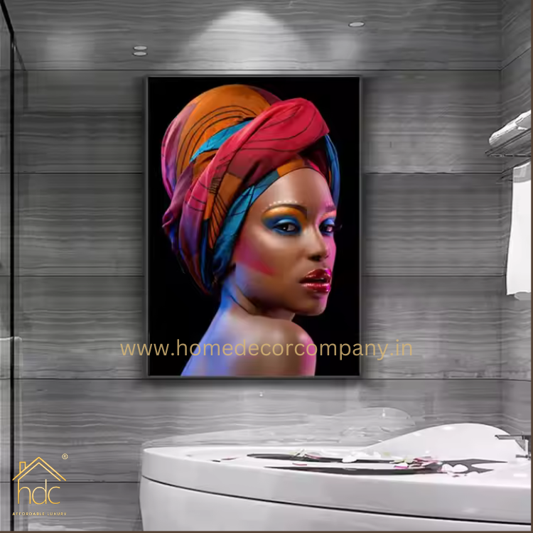 Hdc African Art Woman Wearing a Vibrant and Colorful head Wrap Fashion  Canvas Print Light Luxury Painting Wall Home Decoration