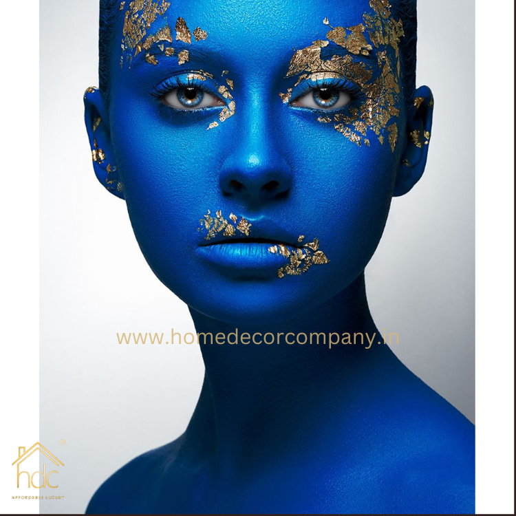 Hdc Gold Blue Sexy Woman Portrait Print on Canvas Wall Art Decor Poster and Painting Modern Wall Art Picture for Bed Room Decor