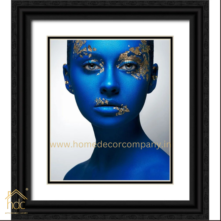 Hdc Gold Blue Sexy Woman Portrait Print on Canvas Wall Art Decor Poster and Painting Modern Wall Art Picture for Bed Room Decor