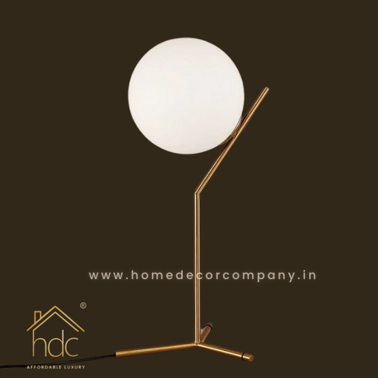 Hdc Frosted Ball Shade Gold Base Table Lamp (Warm White)