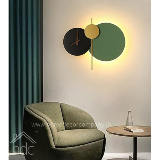 HDC Nordic minimalist mute clock wall lamp living room background wall clock art deco personality wall light