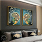 Hdc Modern Crystal Glass Painting Set - Pack of 2, 16x24 Inches Panels with Golden Frame