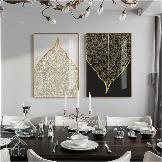 Hdc Modern Crystal Painting With Metal Framing For Wall Decor [ Pack of2 ]