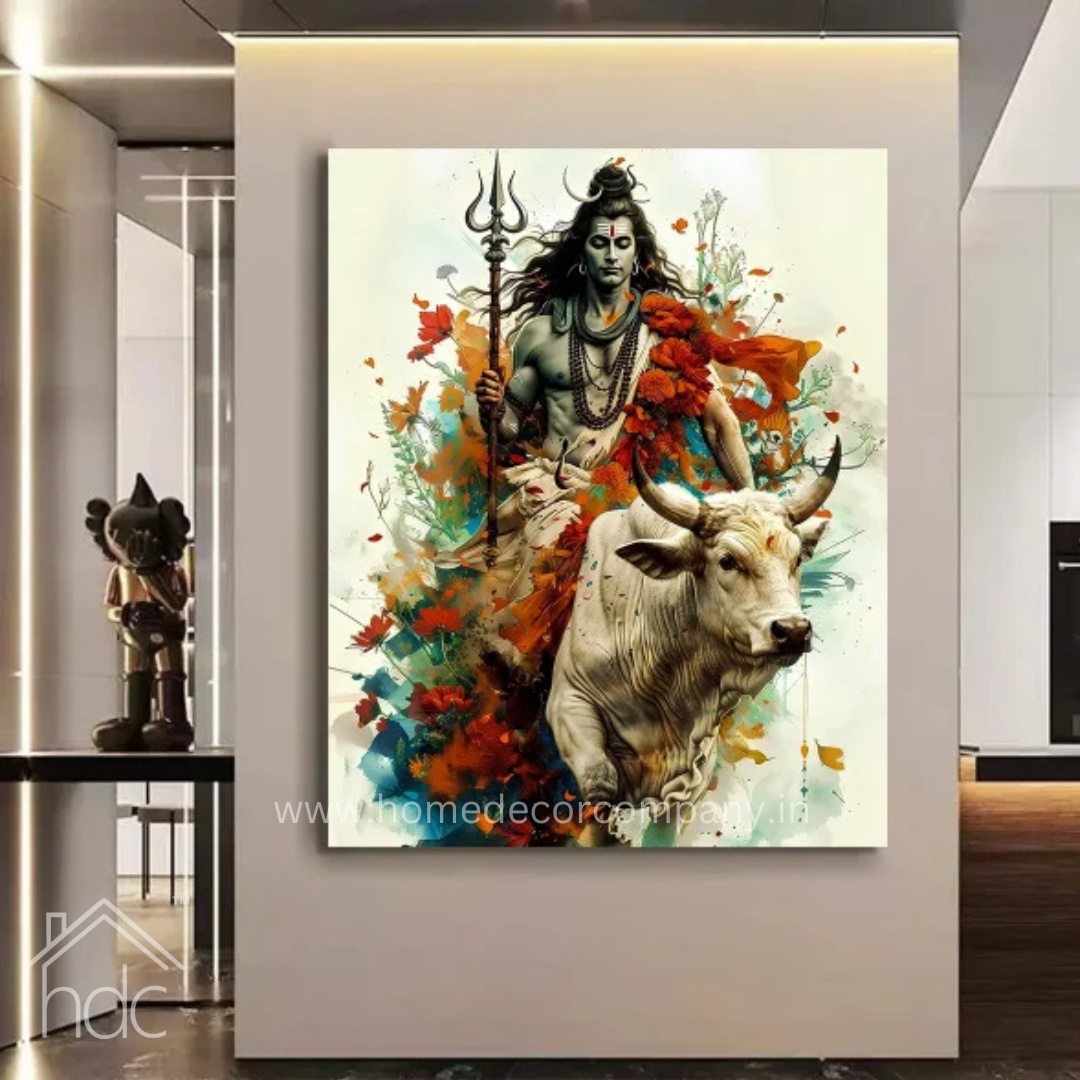 Hdc Crystal painting of lord shiva on Nandi for Home Decor Office Living Room Decoration