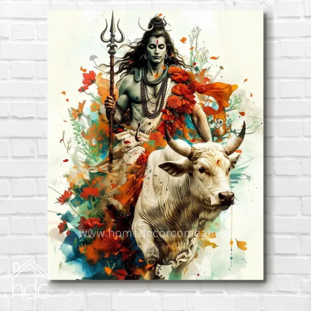 Hdc Crystal painting of lord shiva on Nandi for Home Decor Office Living Room Decoration