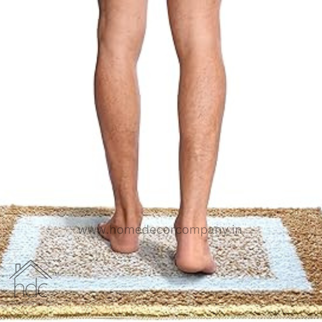 Hdc 40*60, 50*80 CM Striped Anti-Skid Rectangular Set of-1 Microfiber Bathmats for Home | Bathroom | Bedroom | Kitchen | Floor Mat (Beige)