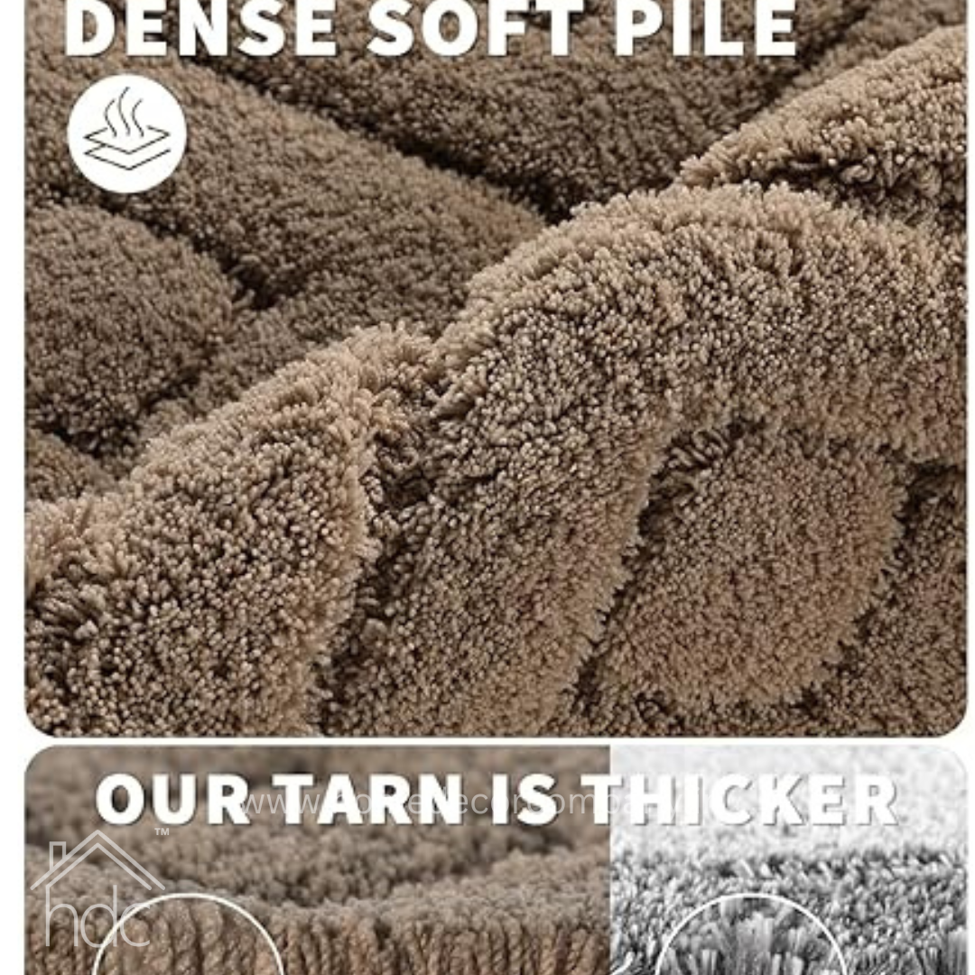 Hdc 40*60, 50*80 CM Bathroom Rugs Floor Mat Fluffy Ultra Absorbent Shower Rug for Bathtub or Sink, Non Slip Bath Mats, Machine Washable, High Density Colour (Brown)