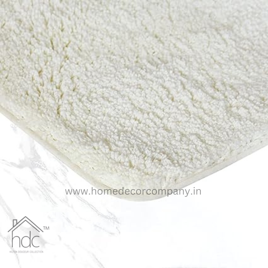 Hdc 40*60, 40*50 CM Modern Everyday Microfiber Anti Skid & Super Absorbent Ultra Soft Bathmat and Shaggy Floor Mats, Non-Slip, Rug for Home, Kitchen and Bathroom, 2 PC Set colour (White)