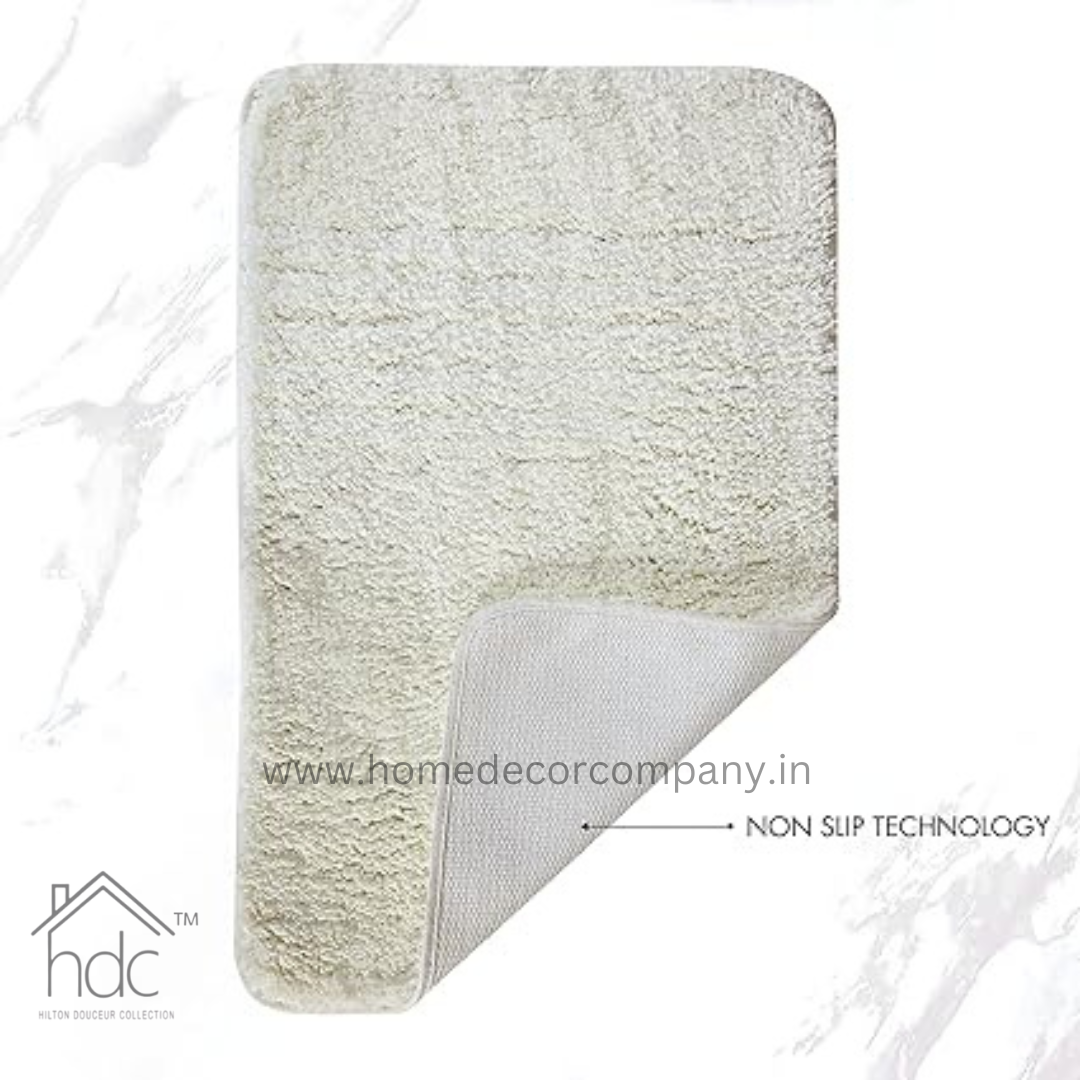 Hdc 40*60, 40*50 CM Modern Everyday Microfiber Anti Skid & Super Absorbent Ultra Soft Bathmat and Shaggy Floor Mats, Non-Slip, Rug for Home, Kitchen and Bathroom, 2 PC Set colour (White)