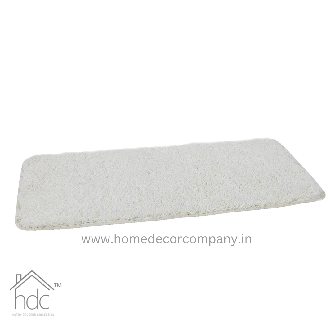 Hdc 40*60, 40*50 CM Modern Everyday Microfiber Anti Skid & Super Absorbent Ultra Soft Bathmat and Shaggy Floor Mats, Non-Slip, Rug for Home, Kitchen and Bathroom, 2 PC Set colour (White)
