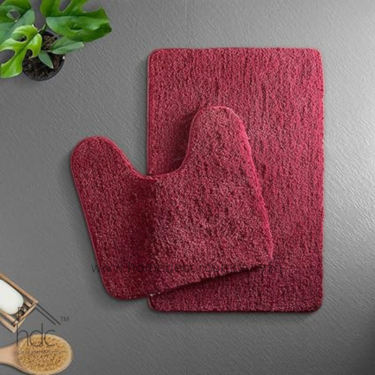 Hdc 40*60, 40*50 CM Modern Everyday Microfiber Anti Skid & Super Absorbent Ultra Soft Bathmat and Shaggy Floor Mats, Non-Slip, Rug for Home, Kitchen and Bathroom, 2 PC Set colour (Red)