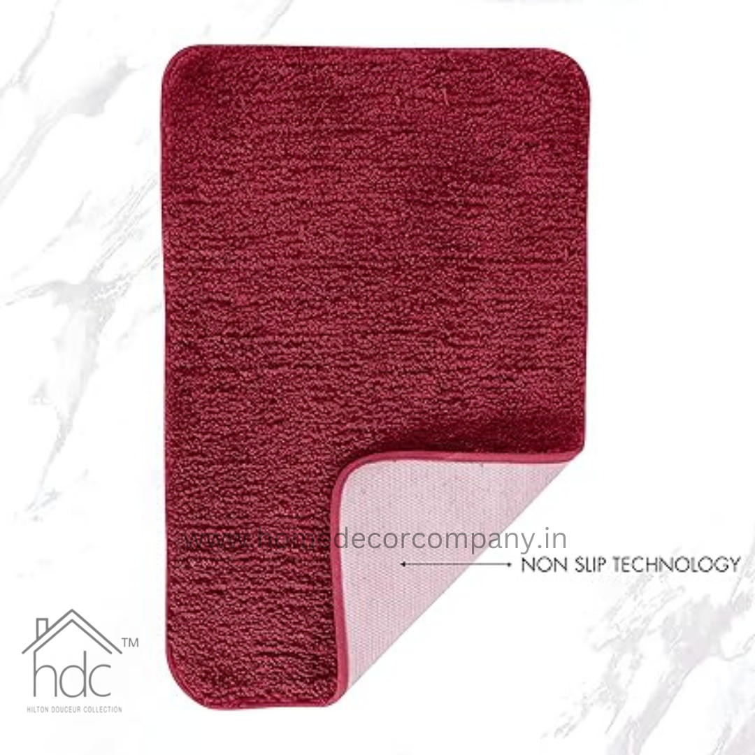 Hdc 40*60, 40*50 CM Modern Everyday Microfiber Anti Skid & Super Absorbent Ultra Soft Bathmat and Shaggy Floor Mats, Non-Slip, Rug for Home, Kitchen and Bathroom, 2 PC Set colour (Red)
