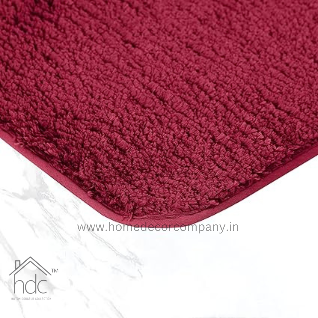Hdc 40*60, 40*50 CM Modern Everyday Microfiber Anti Skid & Super Absorbent Ultra Soft Bathmat and Shaggy Floor Mats, Non-Slip, Rug for Home, Kitchen and Bathroom, 2 PC Set colour (Red)