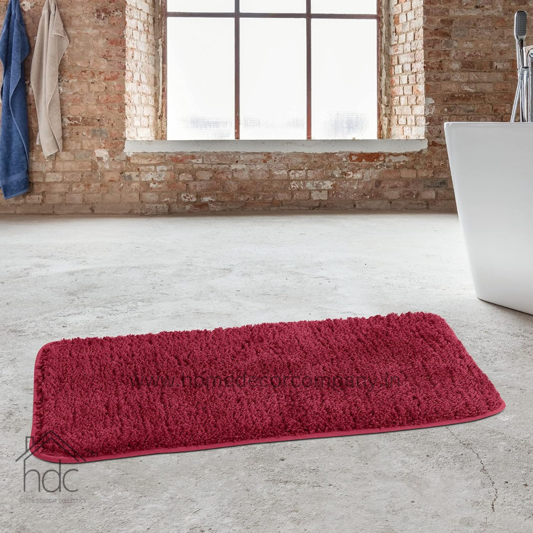 Hdc 40*60, 40*50 CM Modern Everyday Microfiber Anti Skid & Super Absorbent Ultra Soft Bathmat and Shaggy Floor Mats, Non-Slip, Rug for Home, Kitchen and Bathroom, 2 PC Set colour (Red)