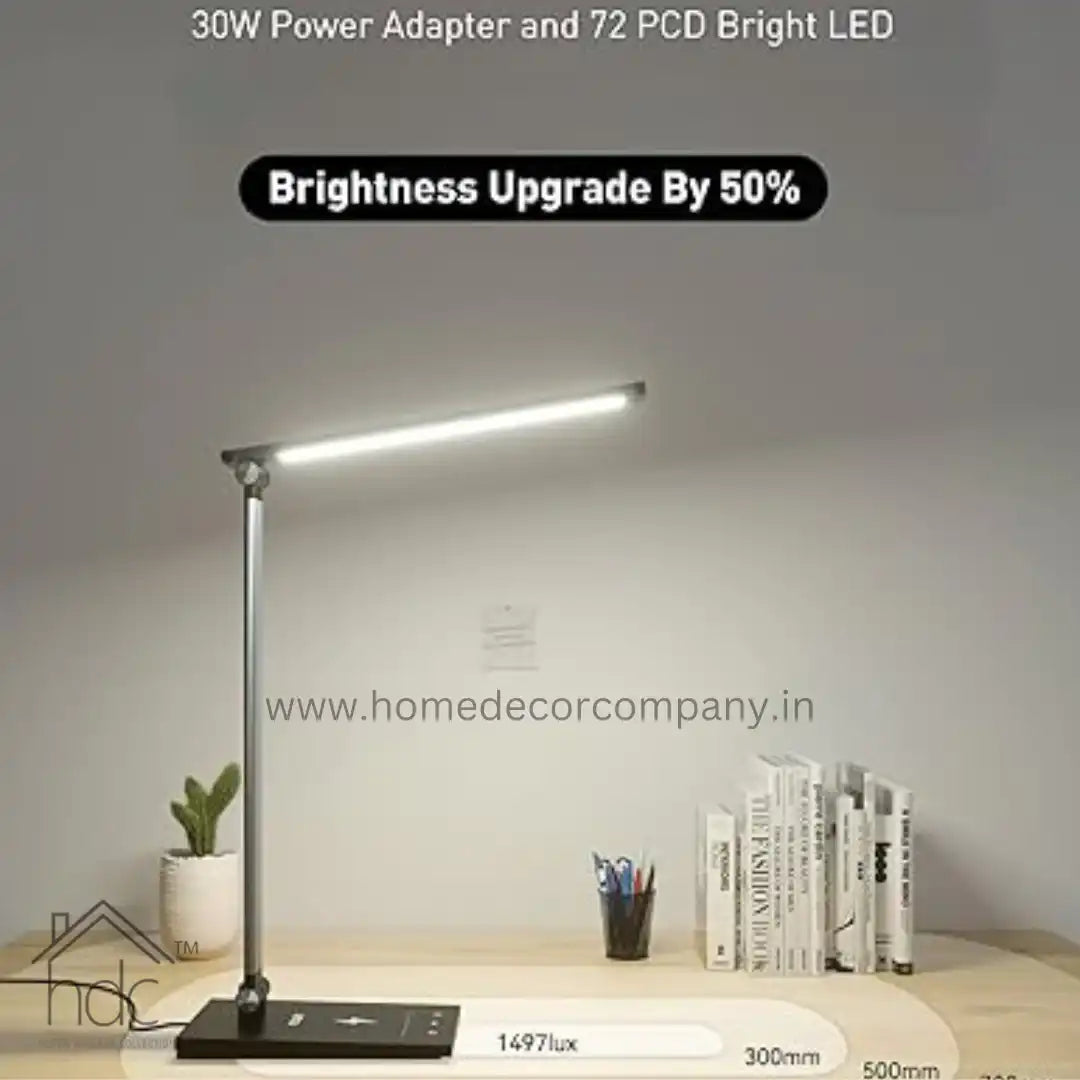 Hdc LED Desk Lamp with Wireless Charger,USB Charging Port,Eye-Caring Desk Lamps for Home Office,Touch Control Table Lamp with 25 Lighting Modes,Desk