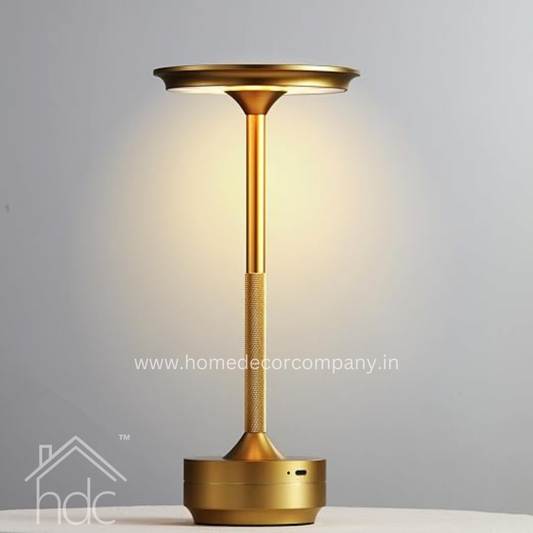 Hdc Wireless Table Lamp, Rechargeable Battery LED Desk Lamp with Touch Control and 3 Color Stepless Dimming,USB Charging Portable Lamp for Restaurant/Camping/Bar/Bedroom(Gold)