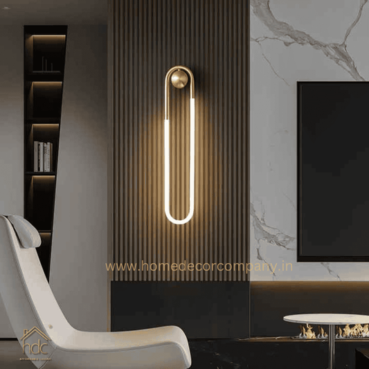 HDC Nordic Minimalist Copper Loop Acrylic Wall Lamp Ring LED Wall Light for Living Room Bedroom