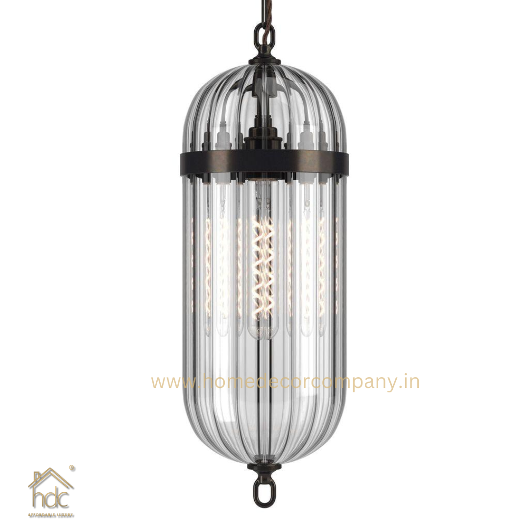 HDC Modern Glass Hanging Chandelier for Indoor Home Living Room Hotel Bedroom Pendant Light (Amber)