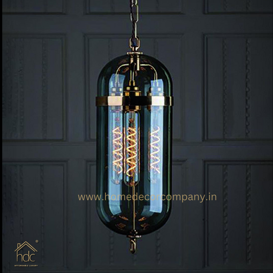 HDC Modern Glass Hanging Chandelier for Indoor Home Living Room Hotel Bedroom Pendant Light (Smoke)