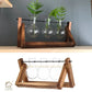 HDC Indoor Propagation Station Wooden Stand With 3 Bulb-Shaped Glass Vases Test Tube (Style 3)