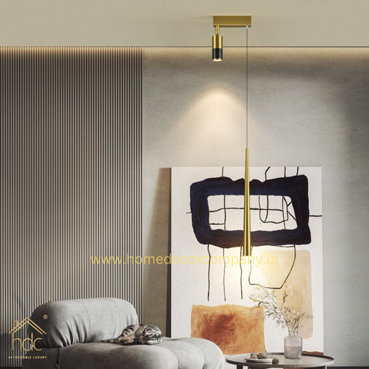 HDC Creative Geometric Line Star Led Pendant Lamp With Led Spotlight Cone Round Gold Black Lighting