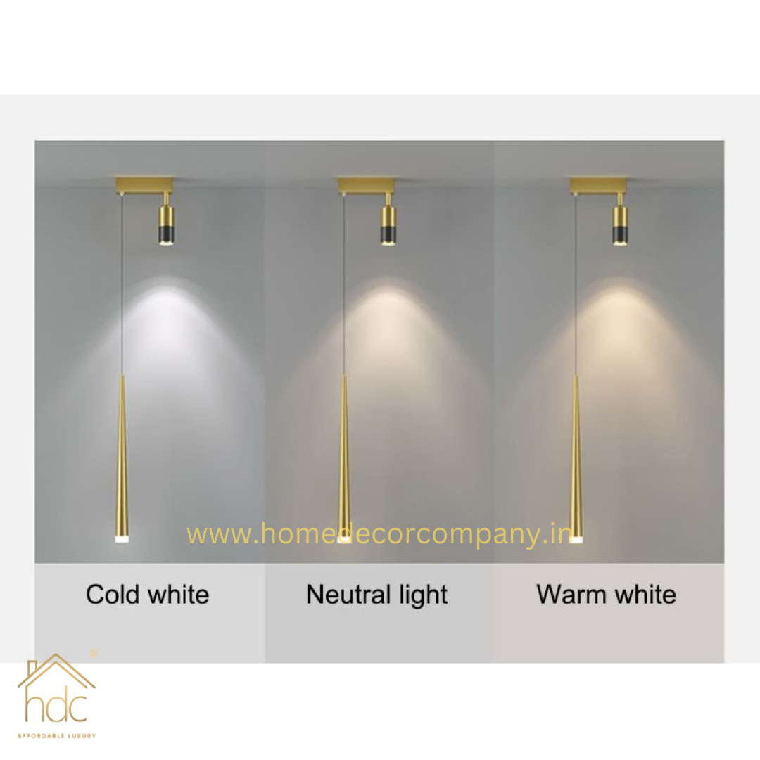 HDC Creative Geometric Line Star Led Pendant Lamp With Led Spotlight Cone Round Gold Black Lighting