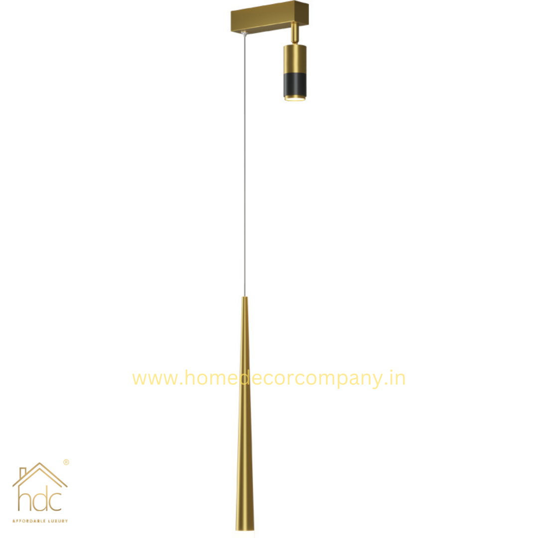 HDC Creative Geometric Line Star Led Pendant Lamp With Led Spotlight Cone Round Gold Black Lighting