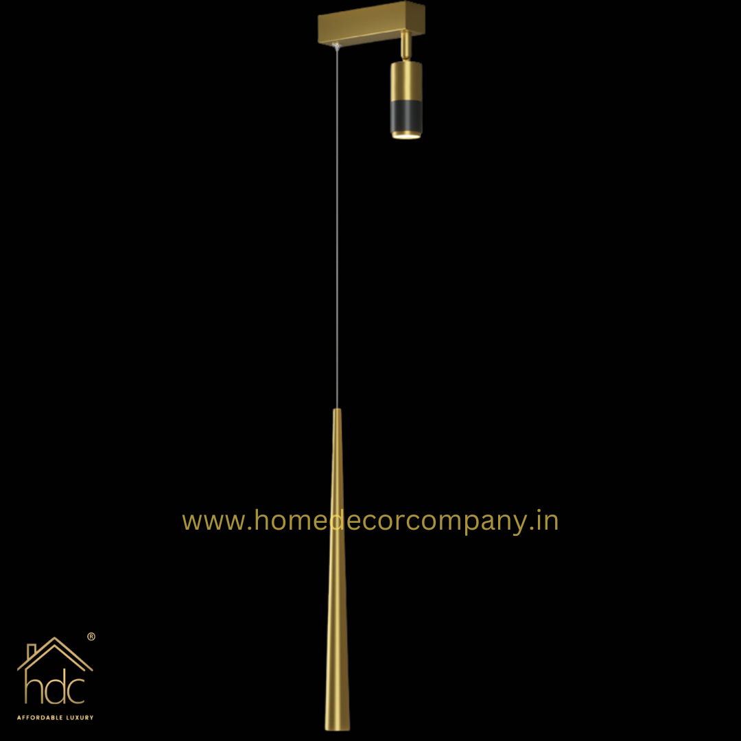 HDC Creative Geometric Line Star Led Pendant Lamp With Led Spotlight Cone Round Gold Black Lighting