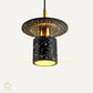 Hdc Modern Nordic Concrete Stone Pendant Hanging Lamp Tarrazzo Chandeliers for Living Dining Room (Black)
