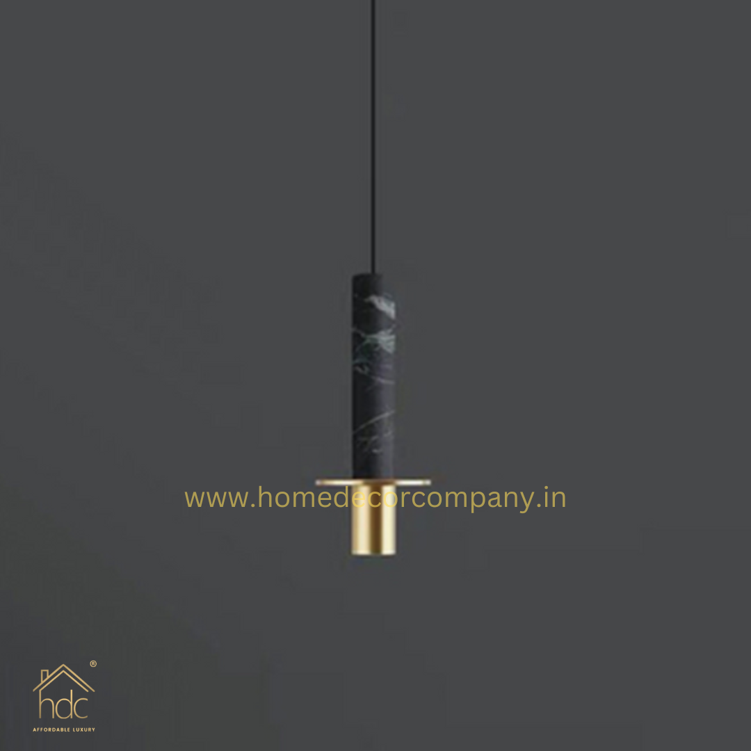 Hdc Modern Nordic Modern Minimalist Bedroom Bedside Black Long Line Pendent Lamp Designer Light Luxury Restaurant Natural Stone Droplight (Black)