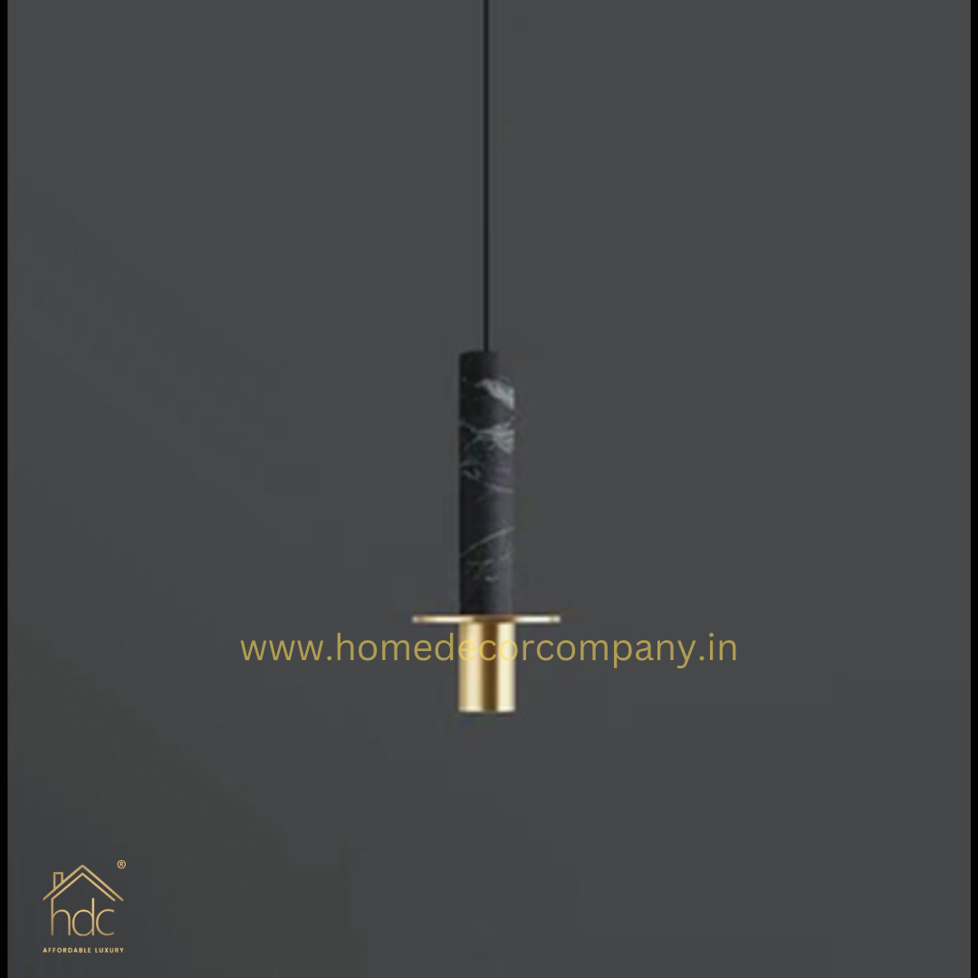 Hdc Modern Nordic Modern Minimalist Bedroom Bedside Black Long Line Pendent Lamp Designer Light Luxury Restaurant Natural Stone Droplight (Black)