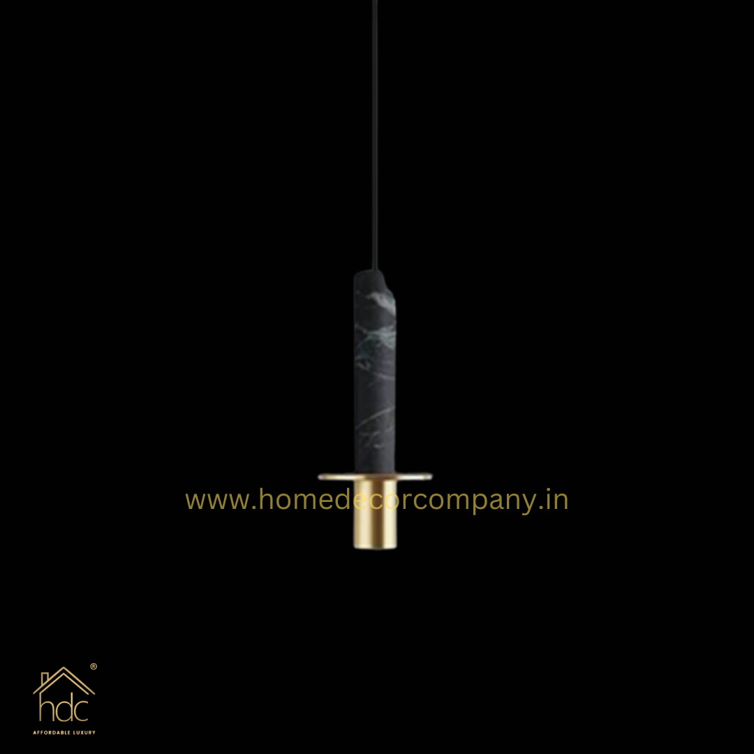 Hdc Modern Nordic Modern Minimalist Bedroom Bedside Black Long Line Pendent Lamp Designer Light Luxury Restaurant Natural Stone Droplight (Black)