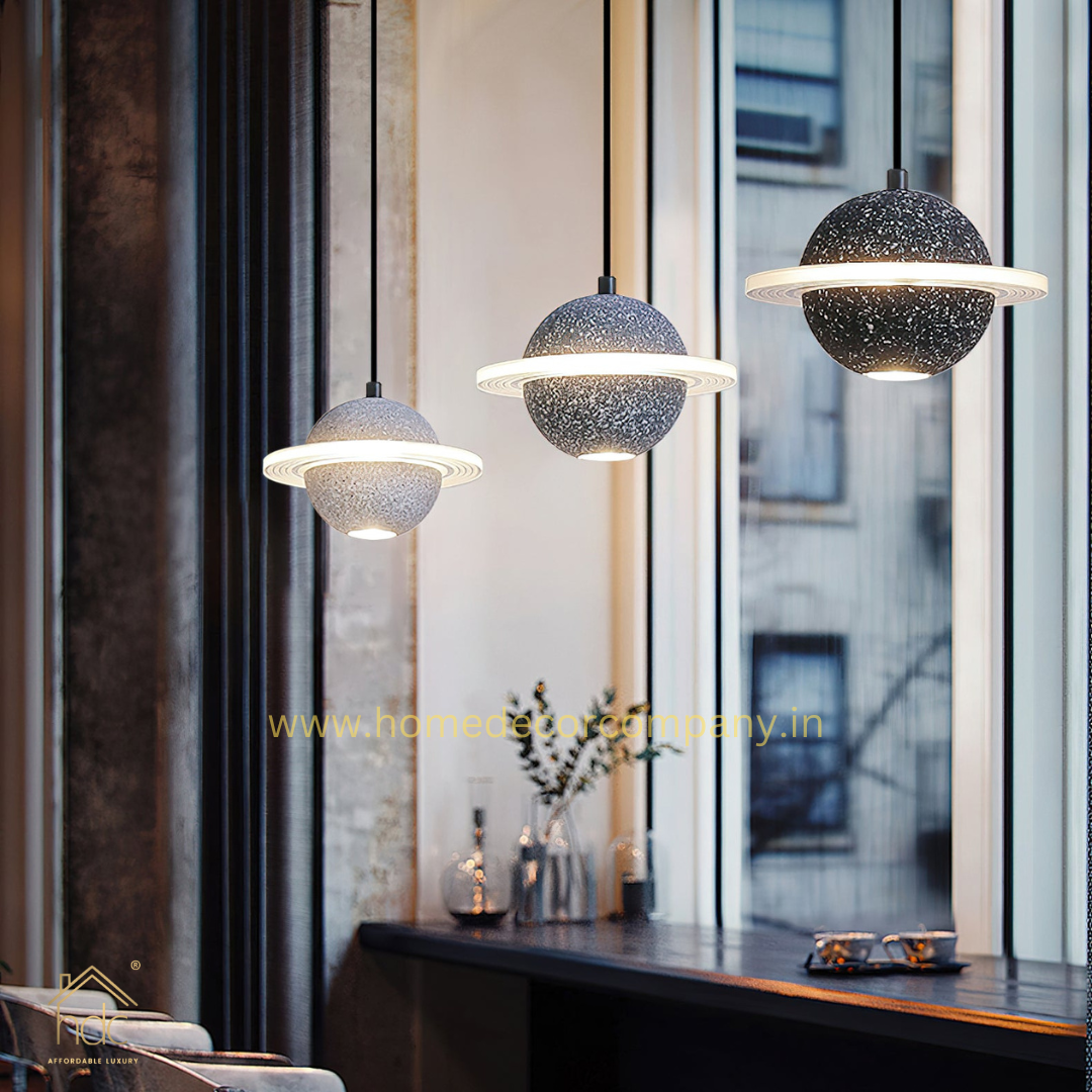 Hdc Modern LED Planet Shape Industrial Cement Hanging Lamps for Restaurant Bar Island Kitchen